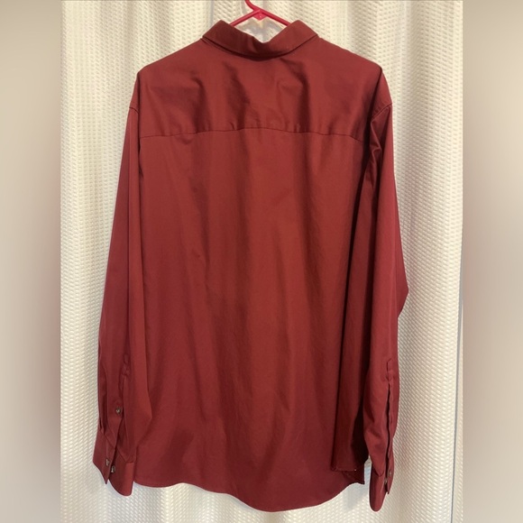 Kenneth Cole 100% cotton Burgundy Button Down Long Sleeve Shirt XXL - Picture 2 of 3